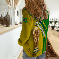 (Custom Personalised) Brazil Football World Cup 2022 Women Casual Shirt - LT2 - Wonder Print Shop