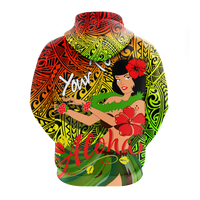 Custom Hawaii Hula Girl Reggae Hoodie LT2 - Wonder Print Shop