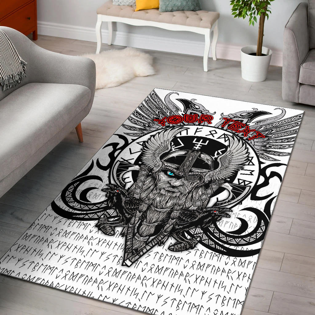 ( Custom Personalised) Viking Vegvisir Odin With Huginn And Muninn  Area Rug LT2 - Wonder Print Shop