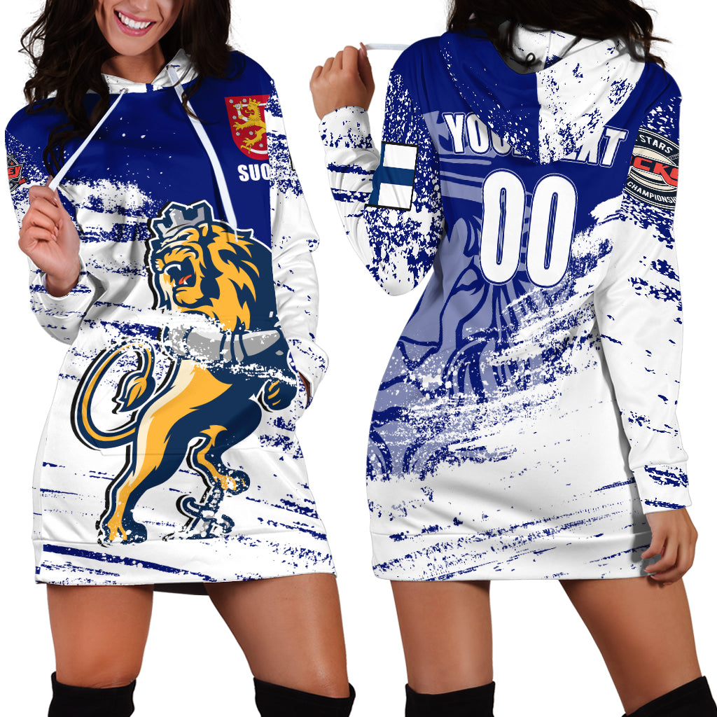 ( Custom Personalised) Finland Suomi Leijonat Hockey Hoodie Dress - LT2 - Wonder Print Shop