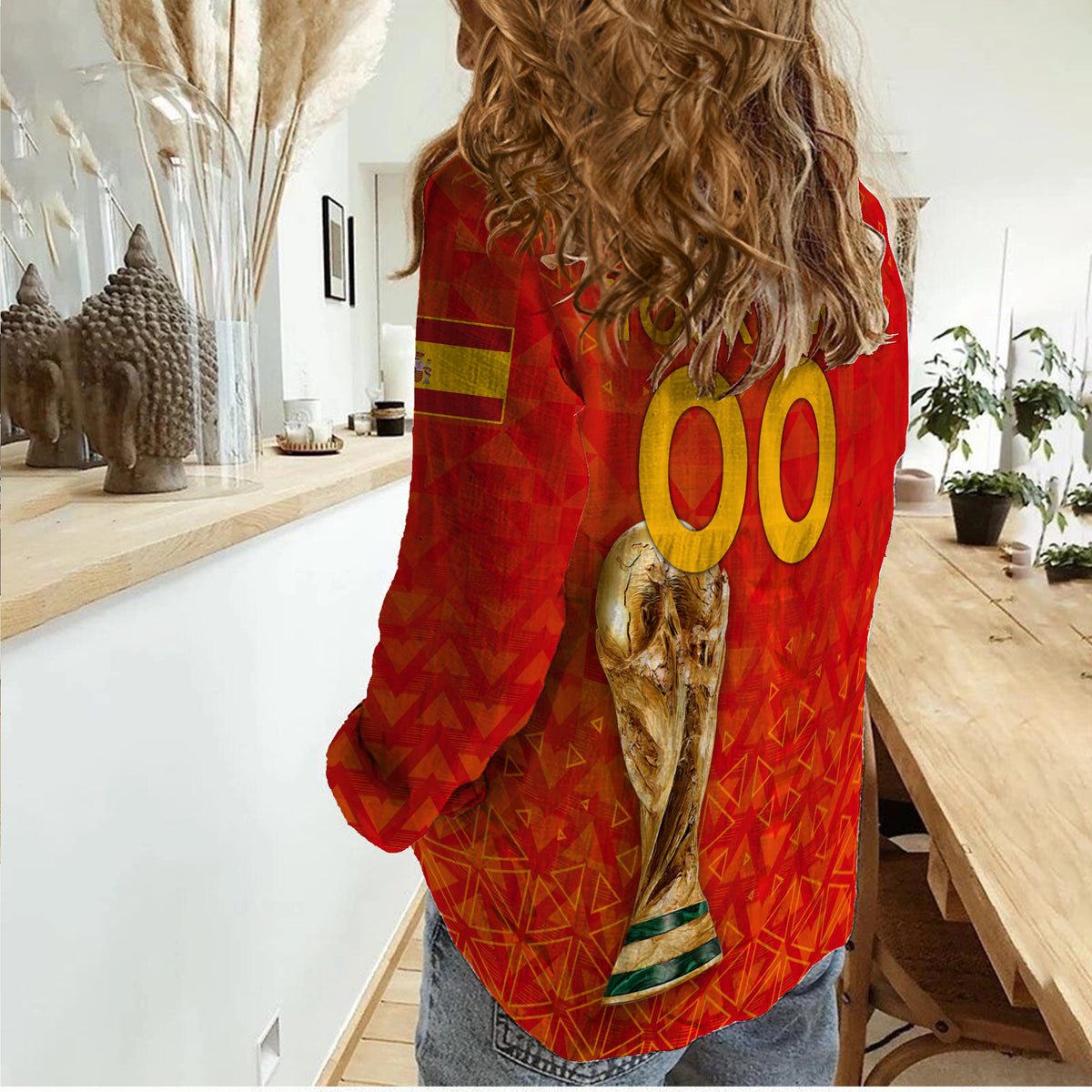 (Custom Personalised) Spain Football World Cup 2022 Women Casual Shirt - LT2 - Wonder Print Shop