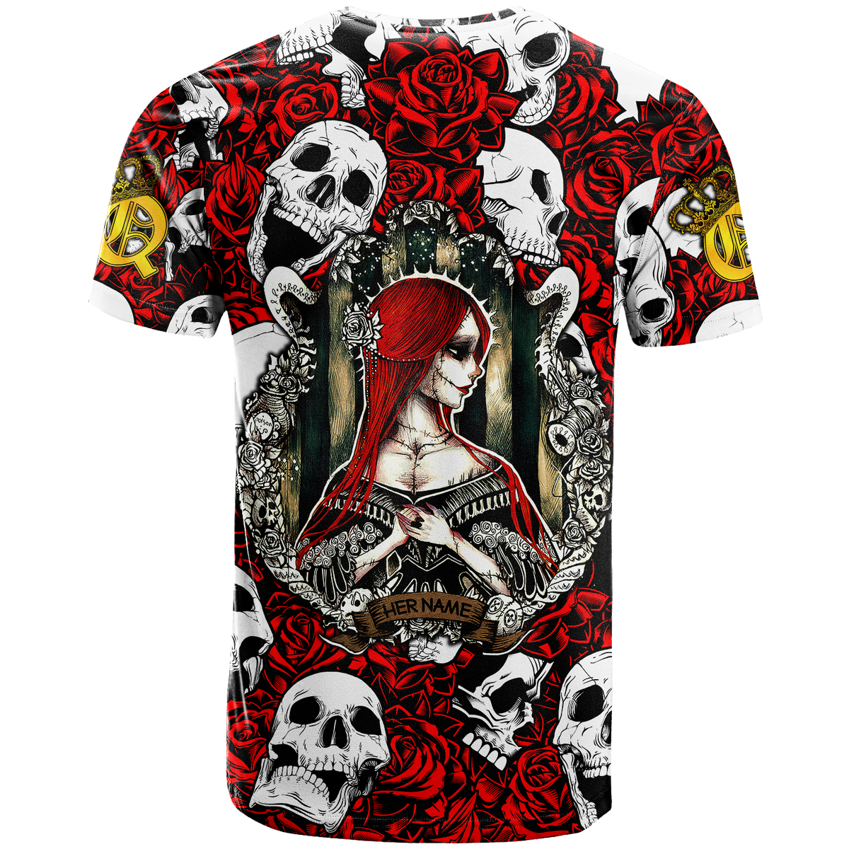 Custom Skull Rose Queen Death Cannot Divide Us T Shirt LT2 - Wonder Print Shop