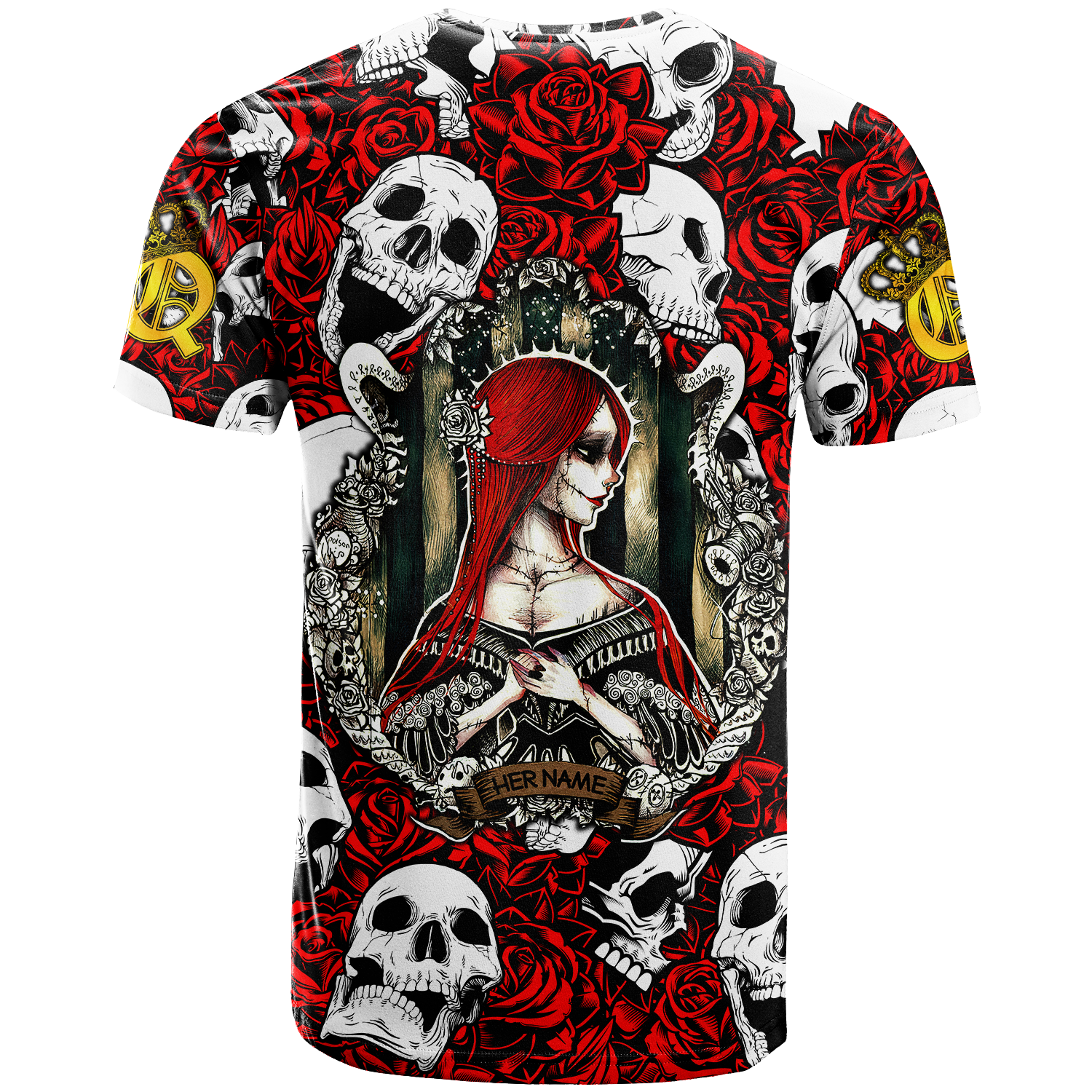 Custom Skull Rose Queen Death Cannot Divide Us T Shirt LT2 - Wonder Print Shop