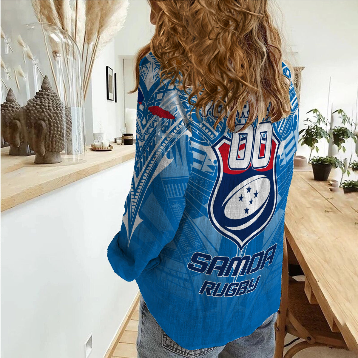Custom Personalised Samoa Rugby Toa Samoa Blue Style Women Casual Shirt LT2 - Wonder Print Shop