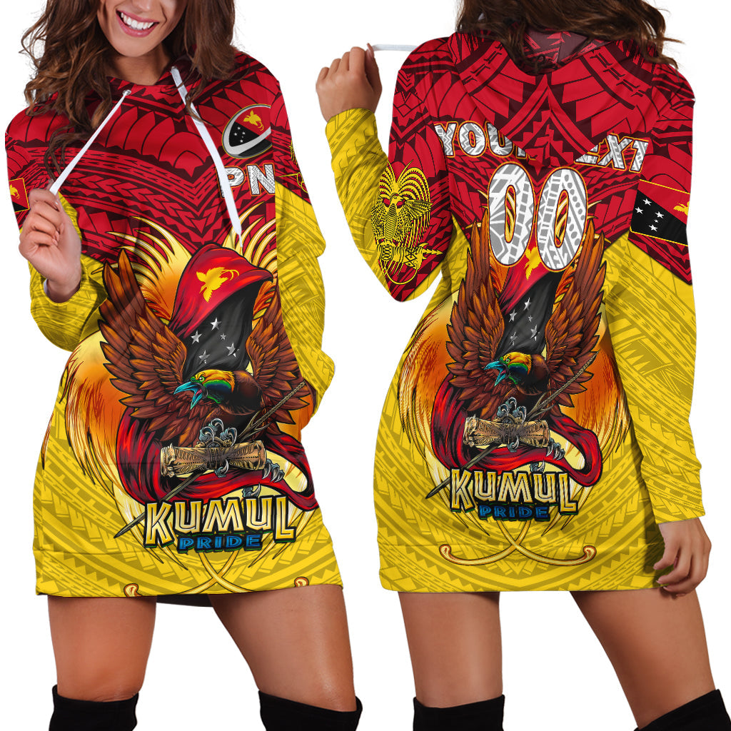 Custom Personalised Papua New Guinea Rugby Kumul Pride Hoodie Dress LT2 - Wonder Print Shop
