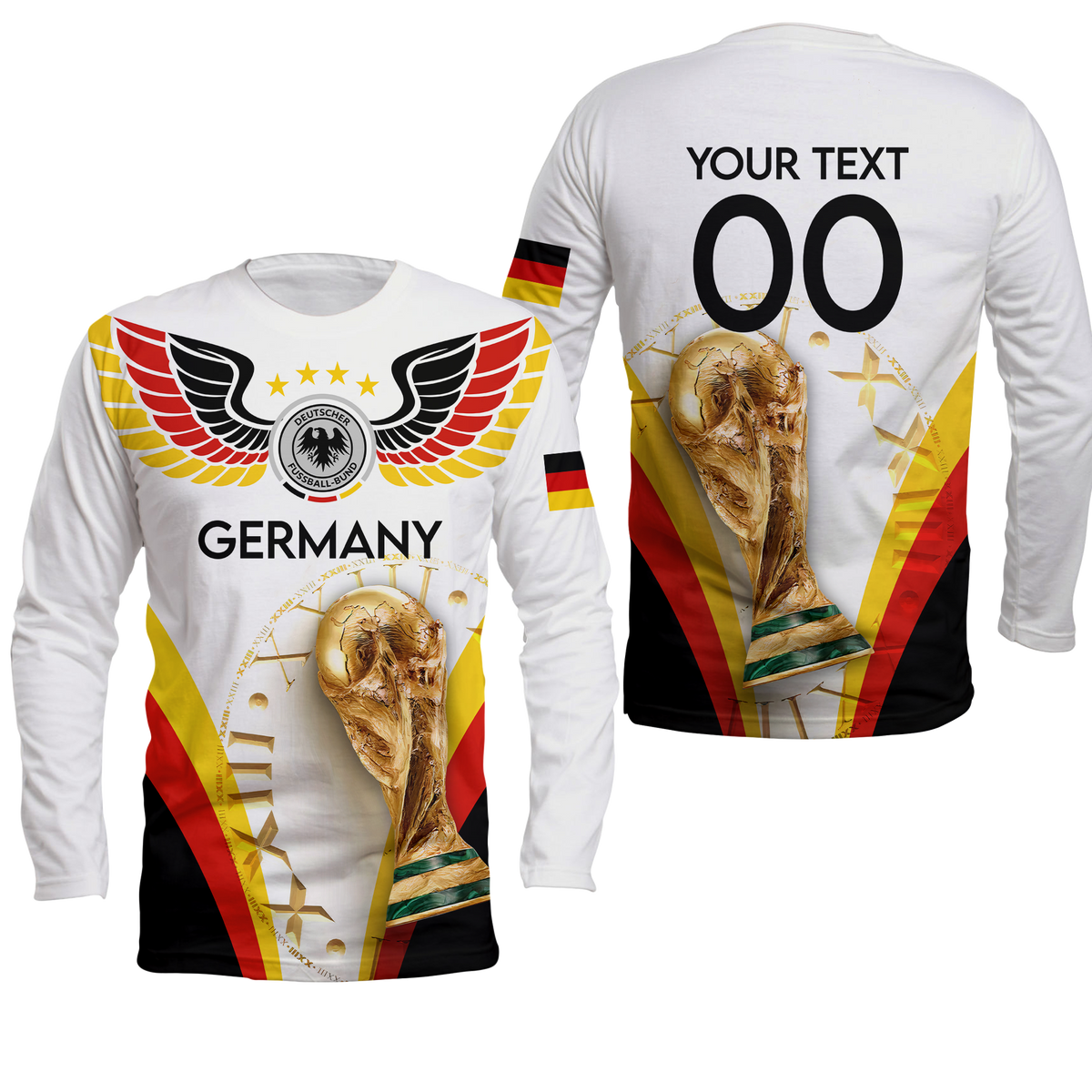 (Custom Personalised) Germany Football World Cup 2022 Long Sleeve Shirt - LT2 - Wonder Print Shop