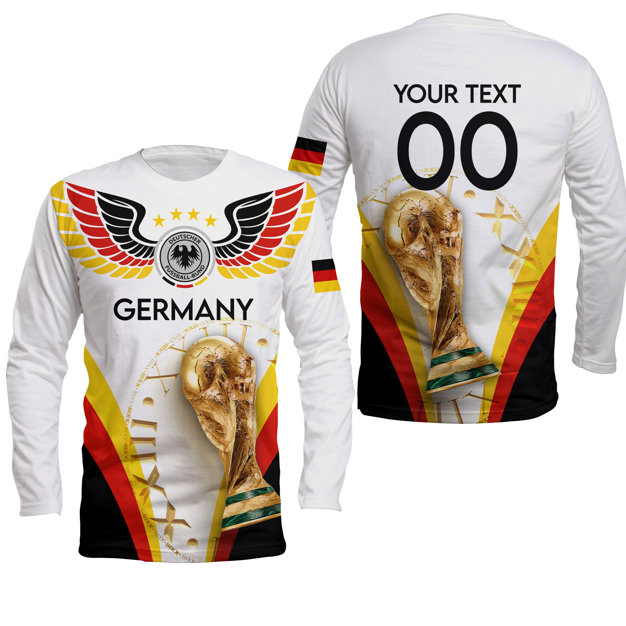 (Custom Personalised) Germany Football World Cup 2022 Long Sleeve Shirt - LT2 - Wonder Print Shop