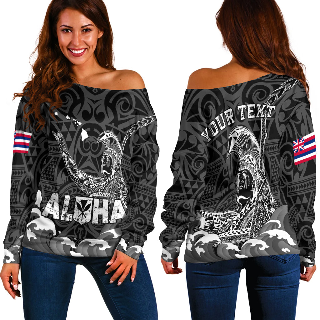 Custom Personalised Hawaii King Kamehameha Aloha Hawai'i Nei Women Off Shoulder Sweater LT2 - Wonder Print Shop