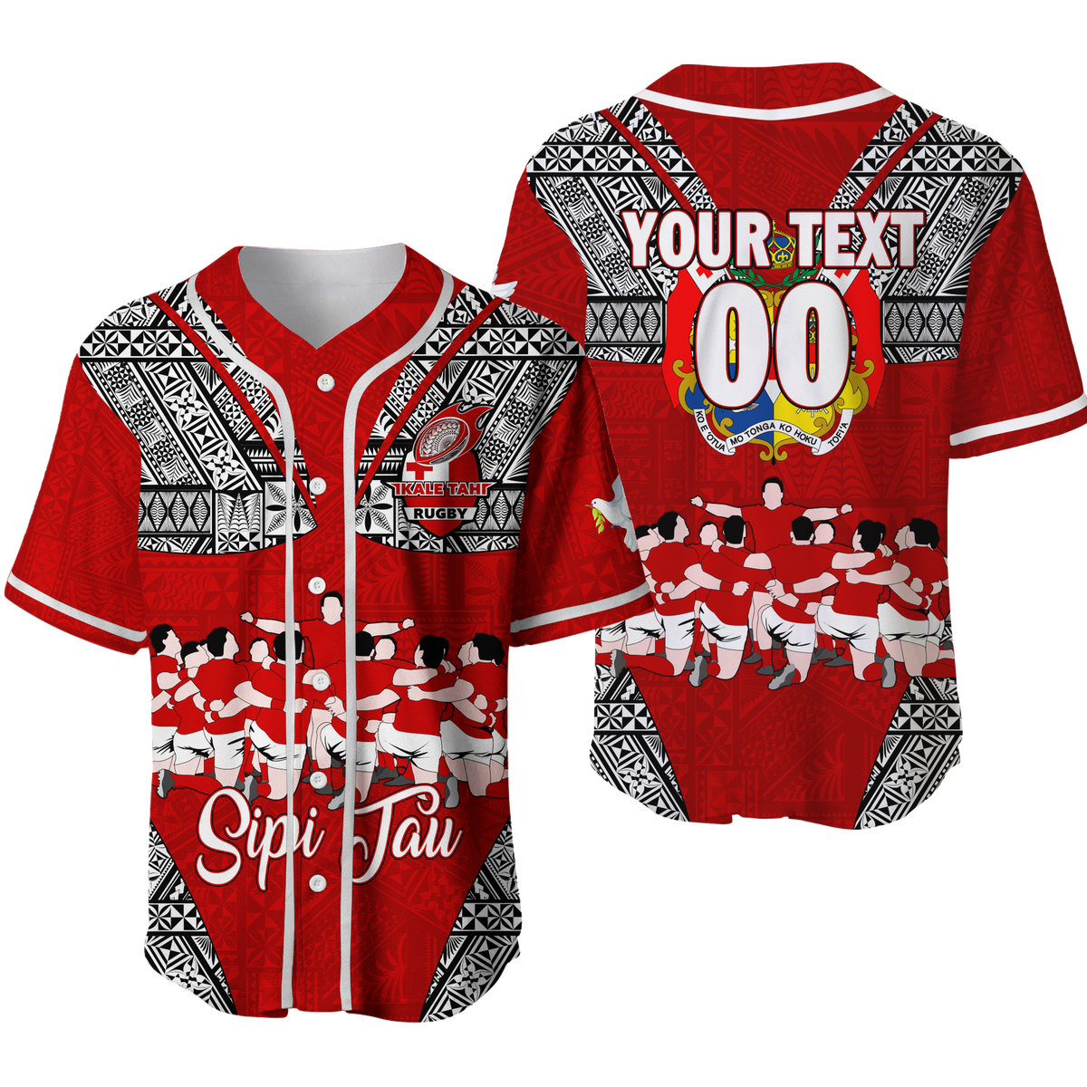 Custom Personalised Tonga Rugby Ikale Tahi Sipi Tau Baseball Jersey - LT2 - Wonder Print Shop