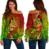 Custom Personalised Hawaii Hula Girl Reggae Women Off Shoulder Sweater LT2 - Wonder Print Shop
