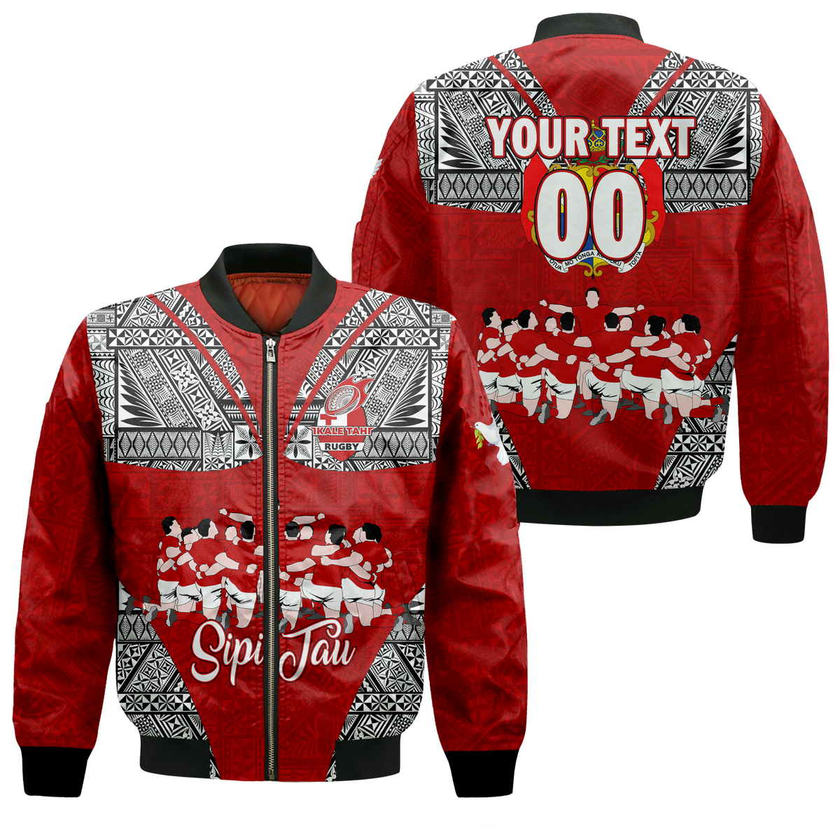 Custom Personalised Tonga Rugby Ikale Tahi Sipi Tau Bomber Jacket - LT2 - Wonder Print Shop