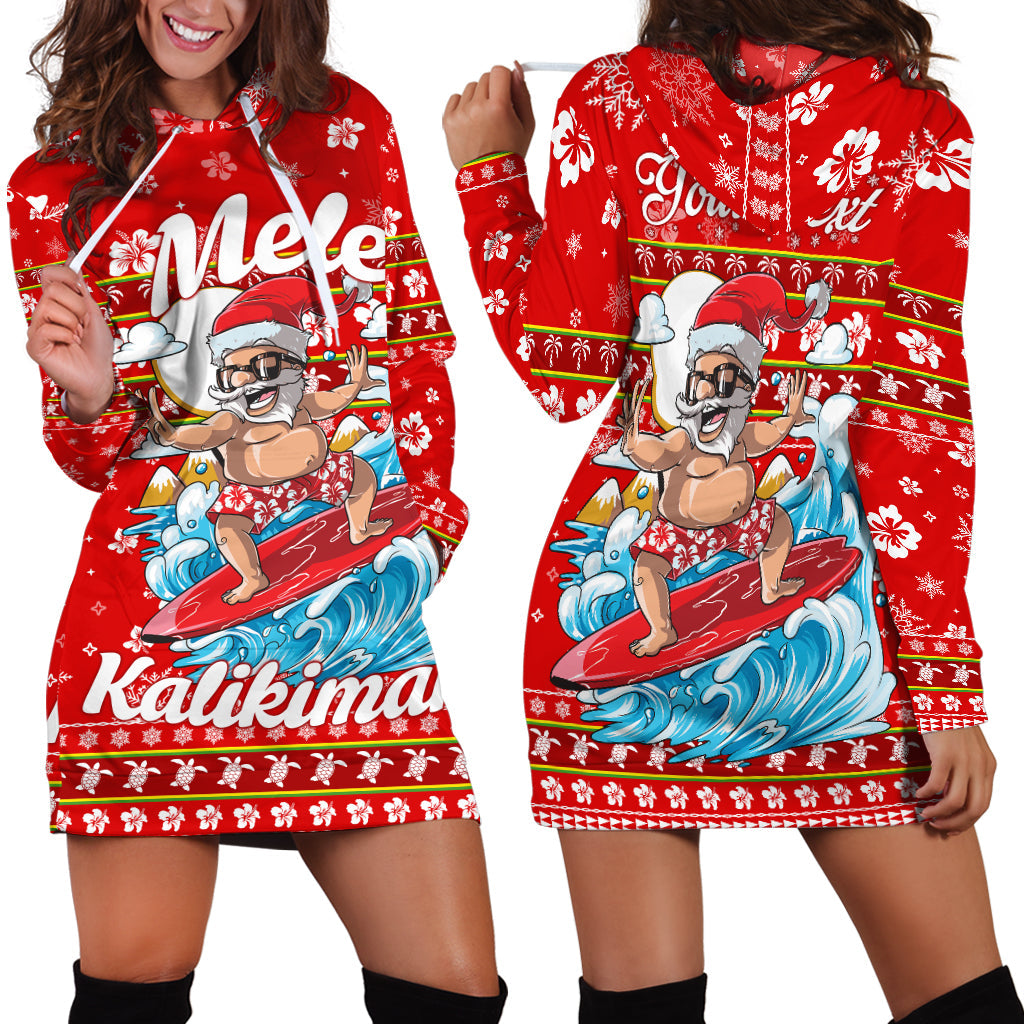 Custom Personalised Hawaii Christmas Santas Surf Mele Kalikimaka Hoodie Dress LT2 - Wonder Print Shop