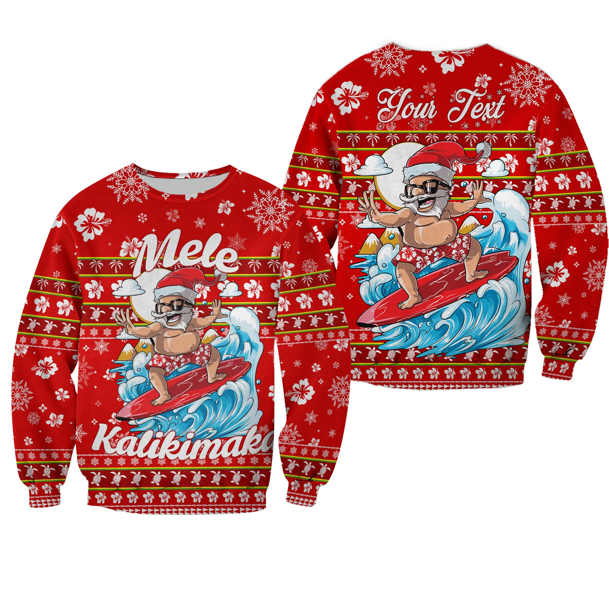 Custom Personalised Hawaii Christmas Santas Surf Mele Kalikimaka Sweatshirt LT2 - Wonder Print Shop