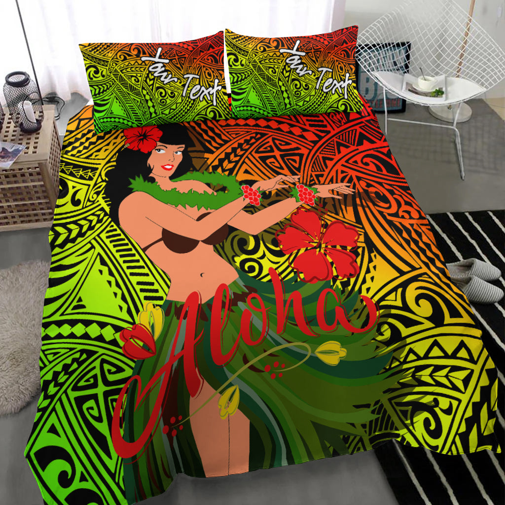 Custom Personalised Hawaii Hula Girl Reggae Bedding Set LT2 - Wonder Print Shop