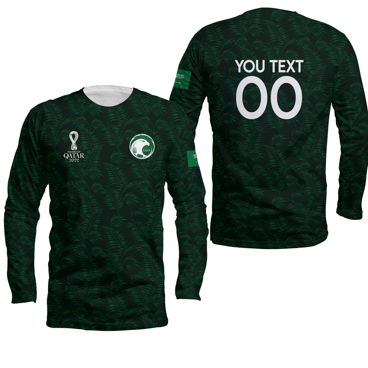 (Custom Personalised) Saudi Arabia Football Fifa World Cup 2022 Long Sleeve Shirt - LT2 - Wonder Print Shop