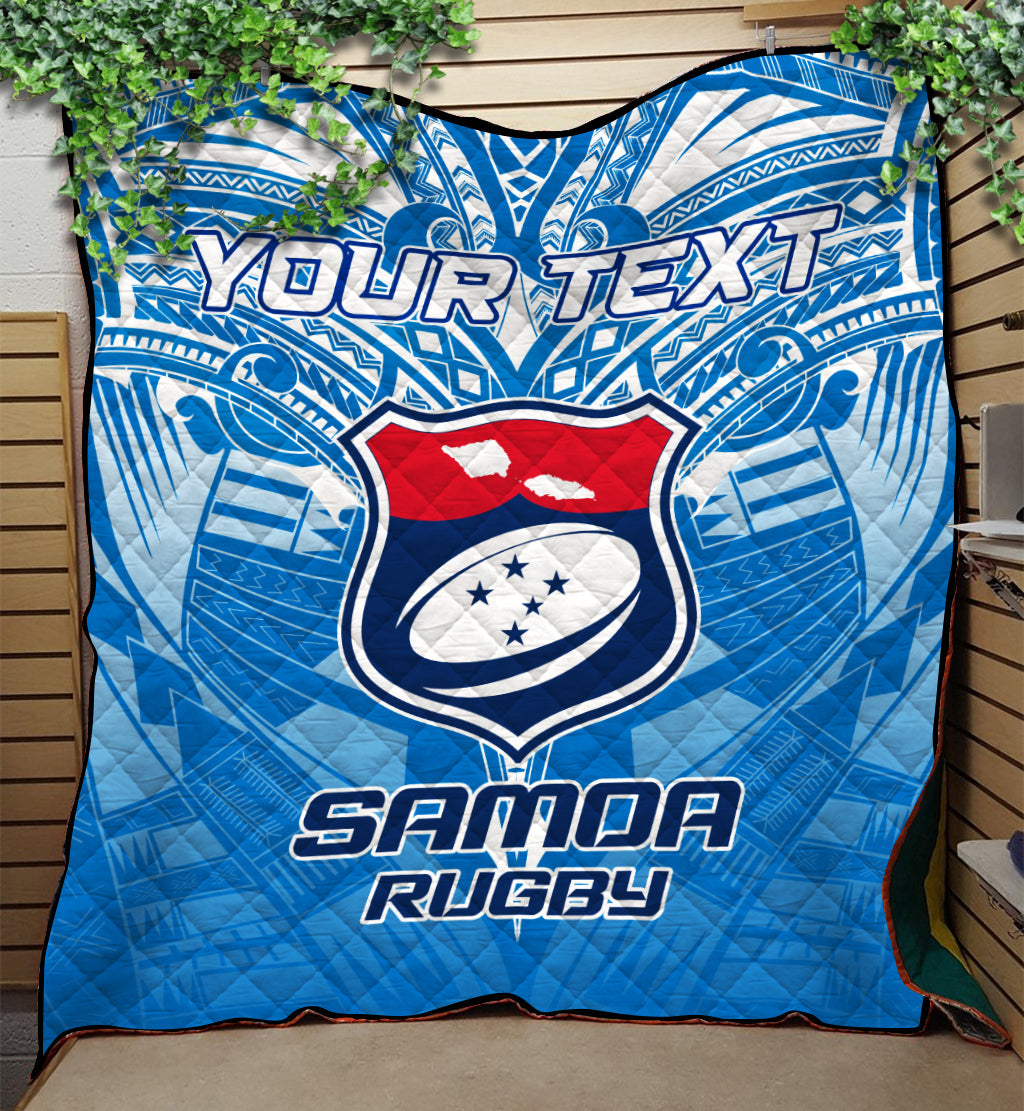 Custom Personalised Samoa Rugby Toa Samoa Blue Style Quilt LT2 - Wonder Print Shop