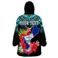 (Custom Personalised) Guam Chamorro Guaman Latte Stone Tropical Flowers Turquoise Style Wearable Blanket Hoodie - Wonder Print Shop