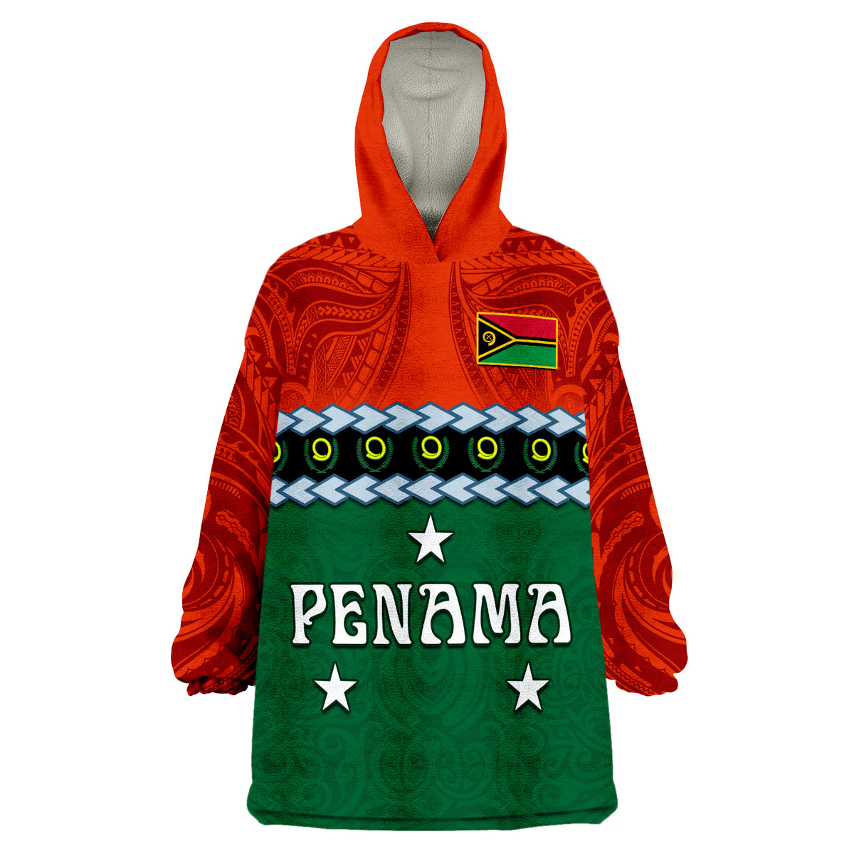 (Custom Personalised) Penama Province Vanuatu Pig Tusk Polynesian Flag Style Wearable Blanket Hoodie - Wonder Print Shop