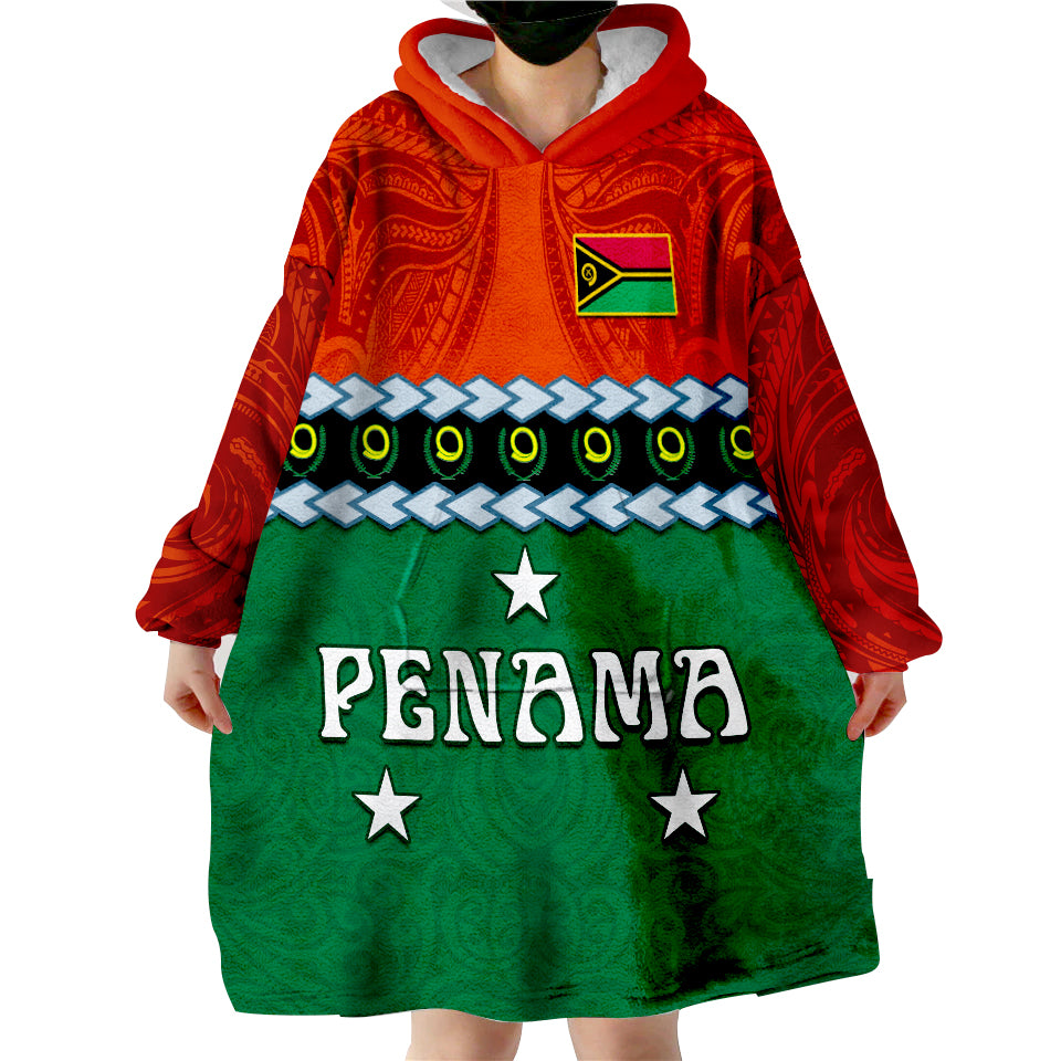 (Custom Personalised) Penama Province Vanuatu Pig Tusk Polynesian Flag Style Wearable Blanket Hoodie - Wonder Print Shop
