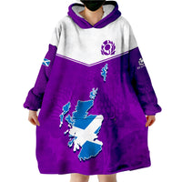 (Custom Personalised) Scottish Rugby Map Of Scotland Thistle Purple Version Wearable Blanket Hoodie - Wonder Print Shop