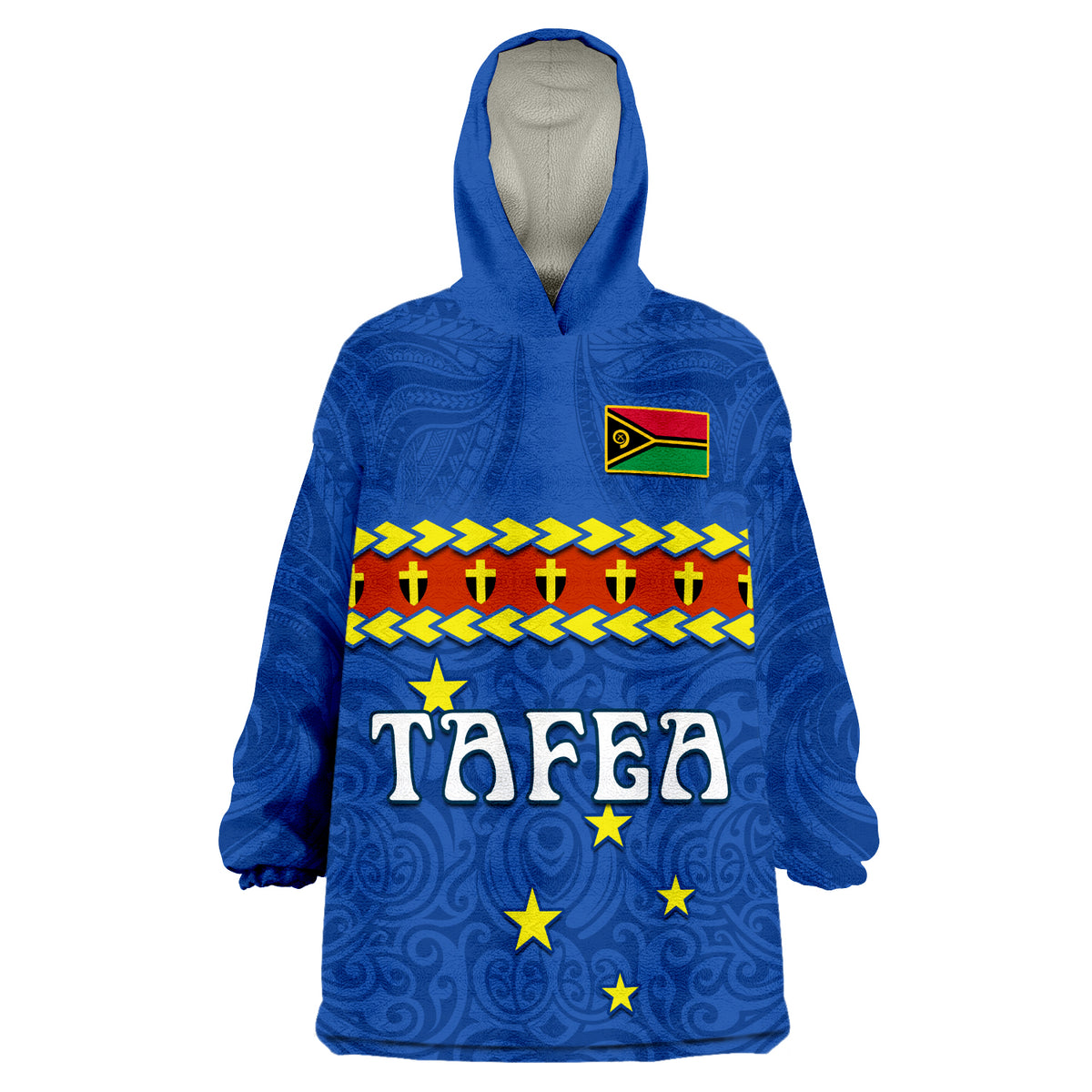 (Custom Personalised) Tafea Province Vanuatu Pig Tusk Polynesian Flag Style Wearable Blanket Hoodie - Wonder Print Shop