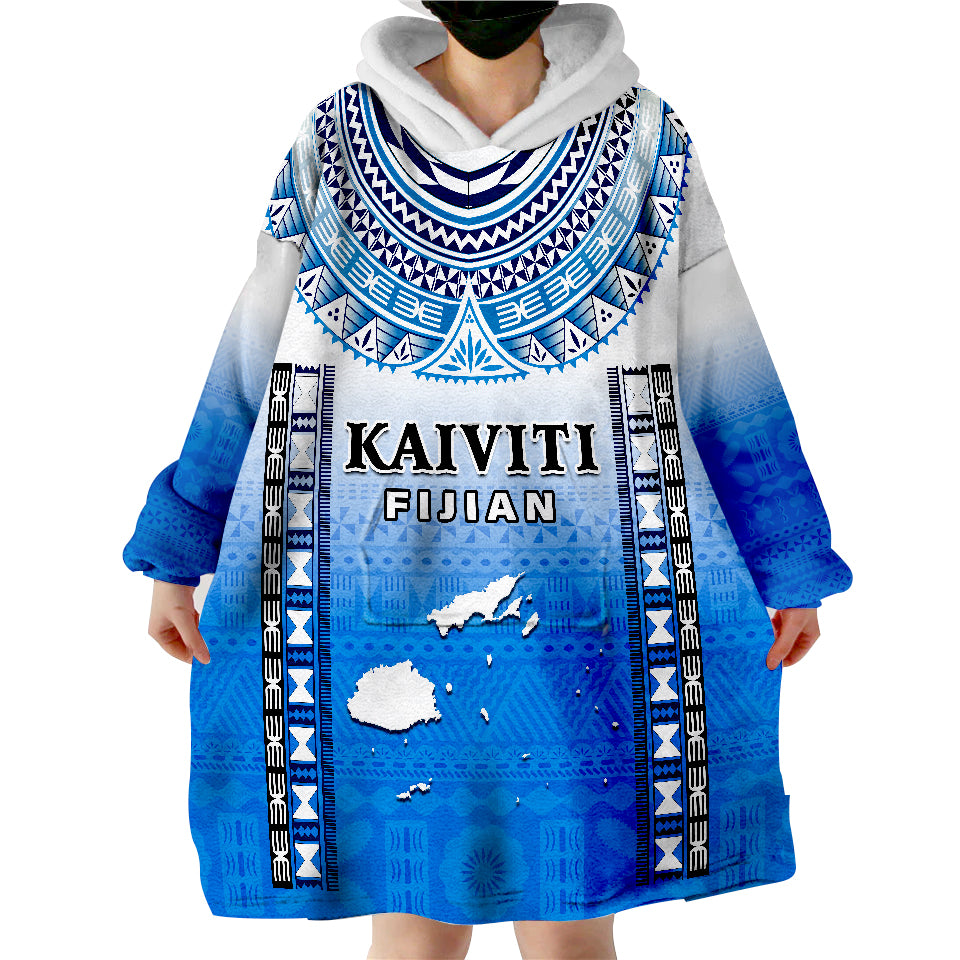Personalised Fiji Kaiviti Fijian Special Tapa Pattern Wearable Blanket Hoodie - Wonder Print Shop