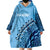 (Custom Text And Number) Fiji Tapa Rugby Fijian Cibi Dance Tapa Pattern Blue Wearable Blanket Hoodie - Wonder Print Shop
