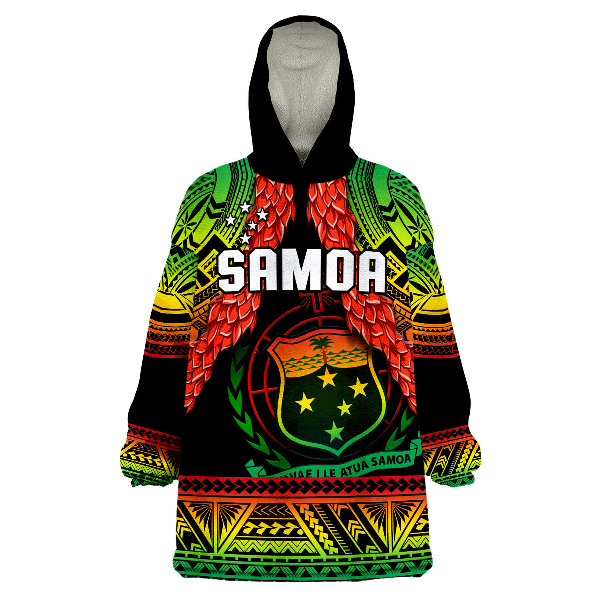 (Custom Text And Number) Samoa Rugby Teuila Torch Ginger Gradient Style Wearable Blanket Hoodie - Wonder Print Shop