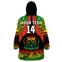(Custom Text And Number) Samoa Rugby Teuila Torch Ginger Gradient Style Wearable Blanket Hoodie - Wonder Print Shop