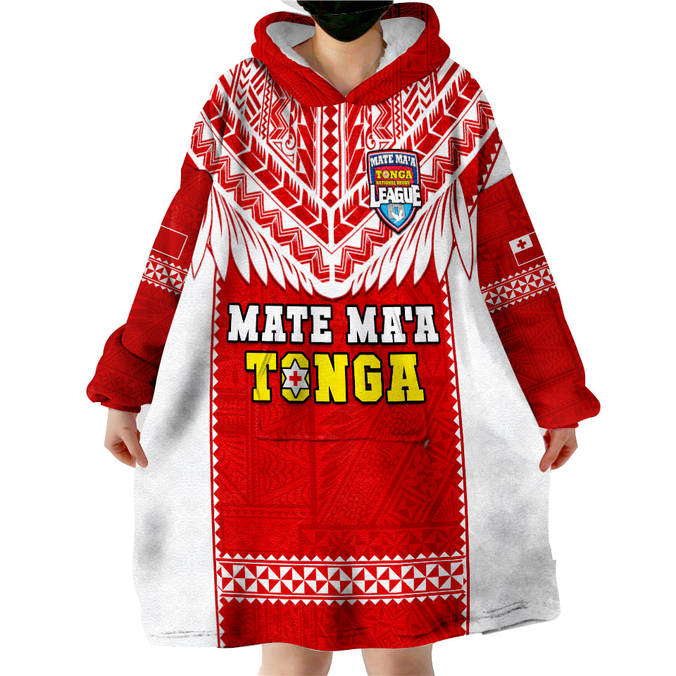 (Custom Text And Number) Tonga Rugby Mate Maa Tonga Pacific Ngatu White Wearable Blanket Hoodie - Wonder Print Shop
