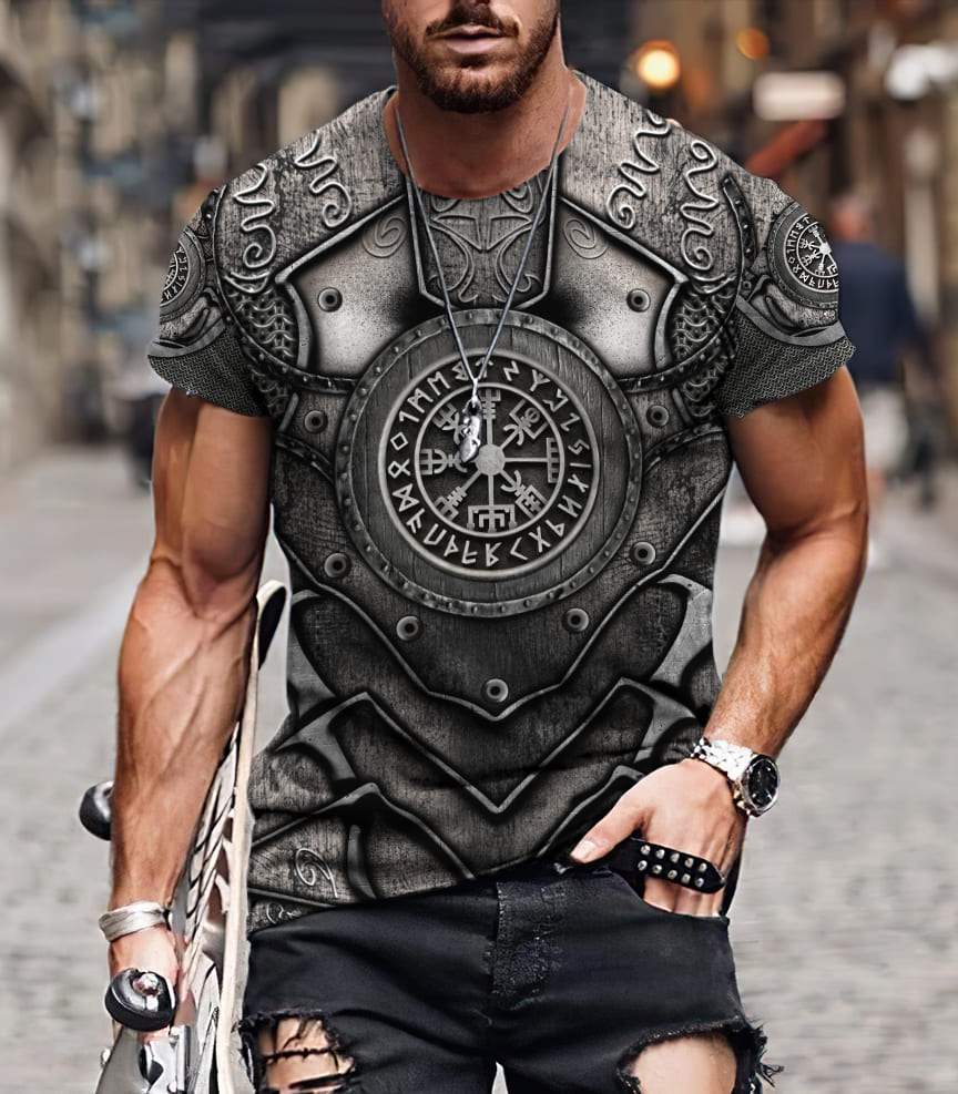 Custom Viking Clothing Viking Vegvisir Armor T Shirt RLT12 - Wonder Print Shop