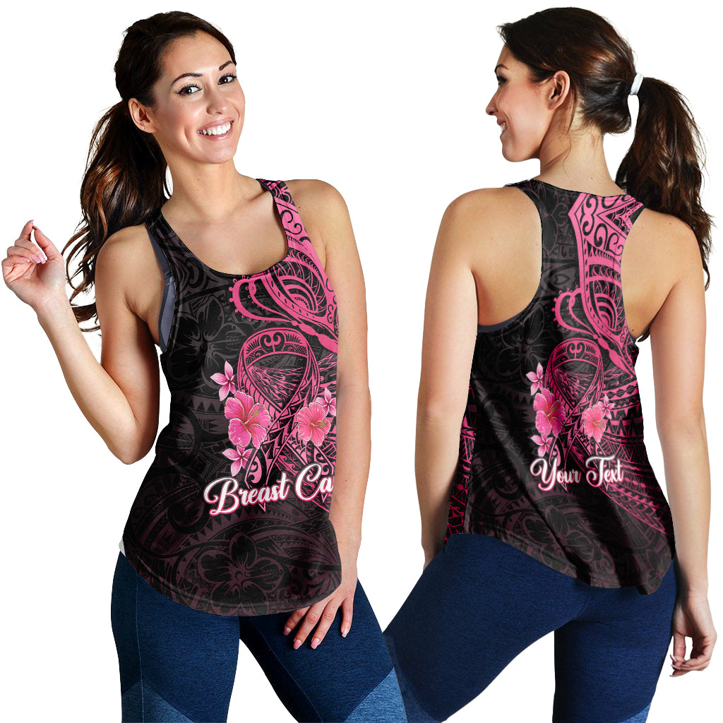 Custom Personalised Breast Cancer Pink Ribbon Butterfly Polynesian Black Version Women Tank Top LT12 - Wonder Print Shop