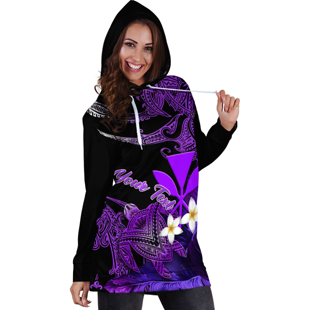Custom Personalised Hawaii Turtle With Plumeria Leaf Purple Women Hoodie Dress LT12 - Wonder Print Shop