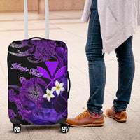 Custom Personalised Hawaii Turtle With Plumeria Leaf Purple Luggage Covers LT12 - Wonder Print Shop