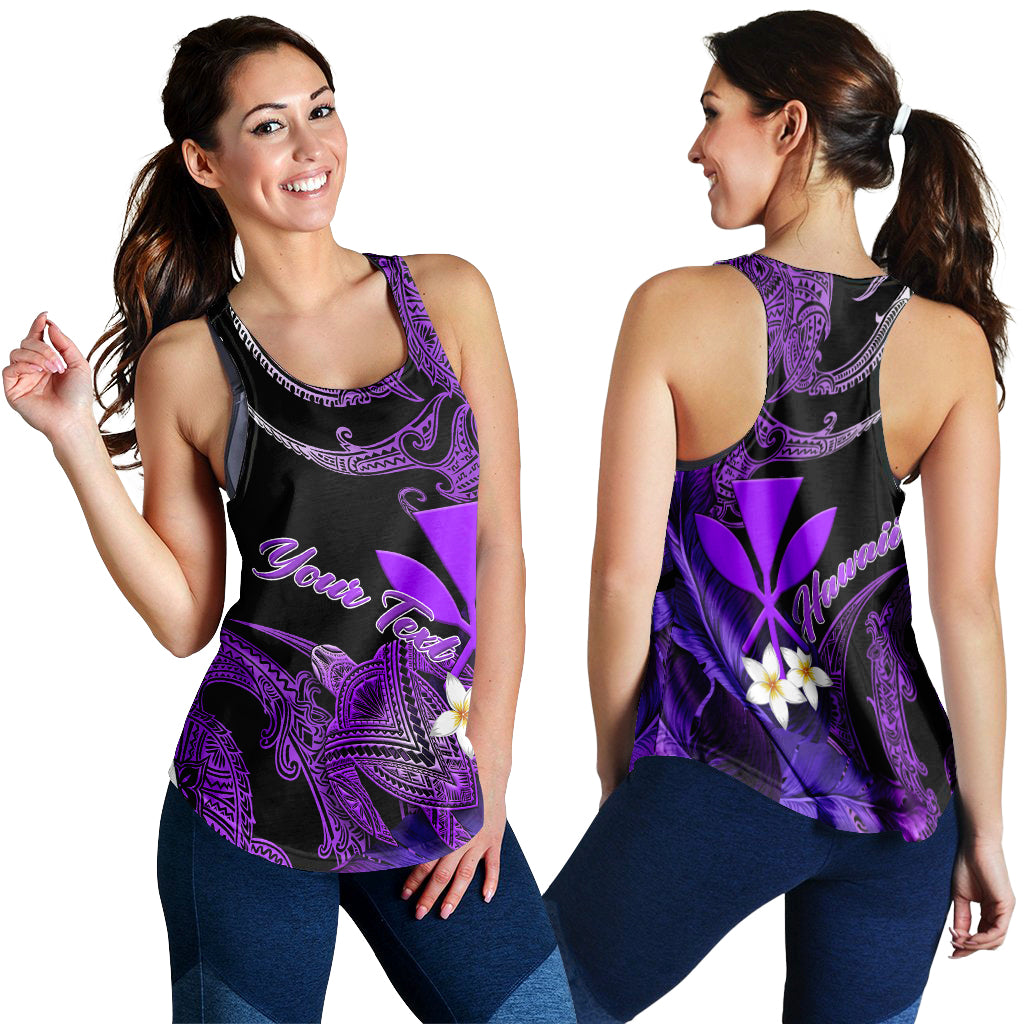 Custom Personalised Hawaii Turtle With Plumeria Leaf Purple Women Tank Top LT12 - Wonder Print Shop
