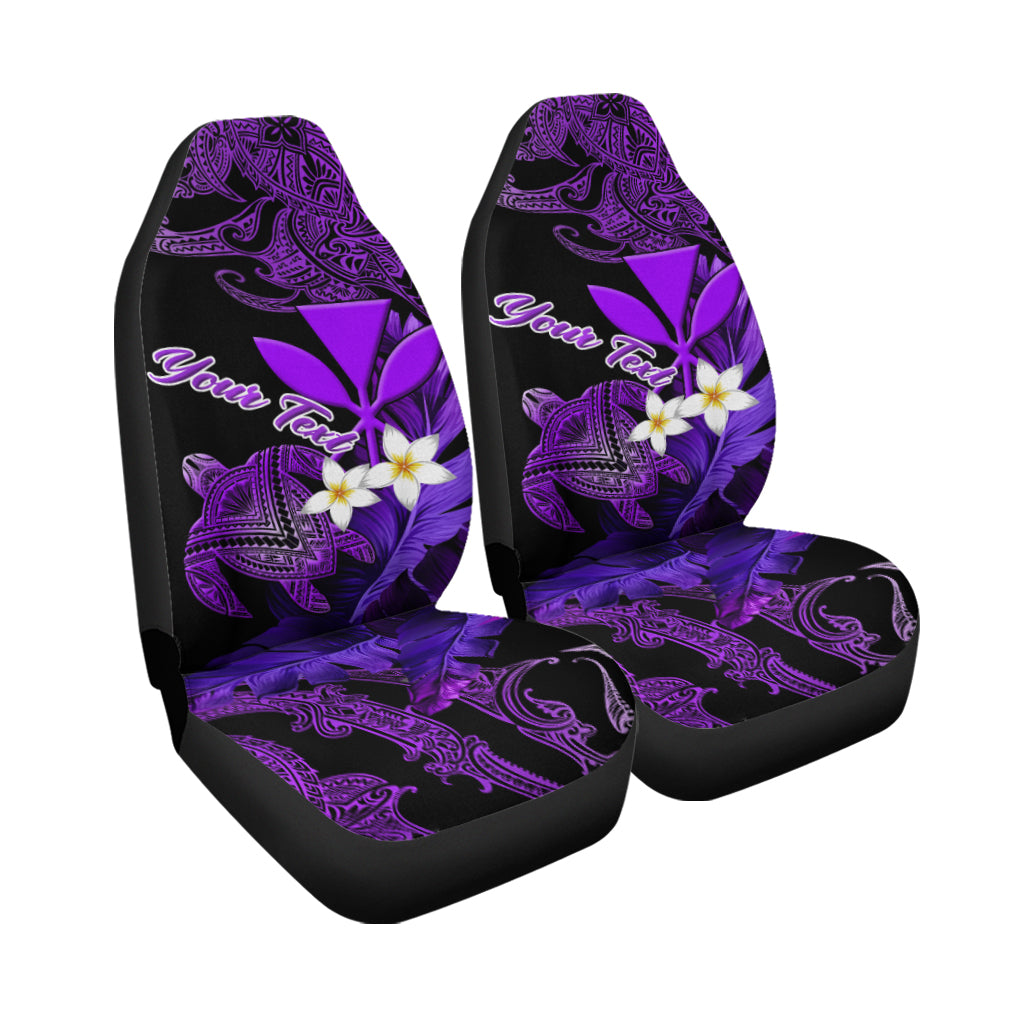 Custom Personalised Turtle With Plumeria Leaf Purple Car Seat Covers - LT12 - Wonder Print Shop