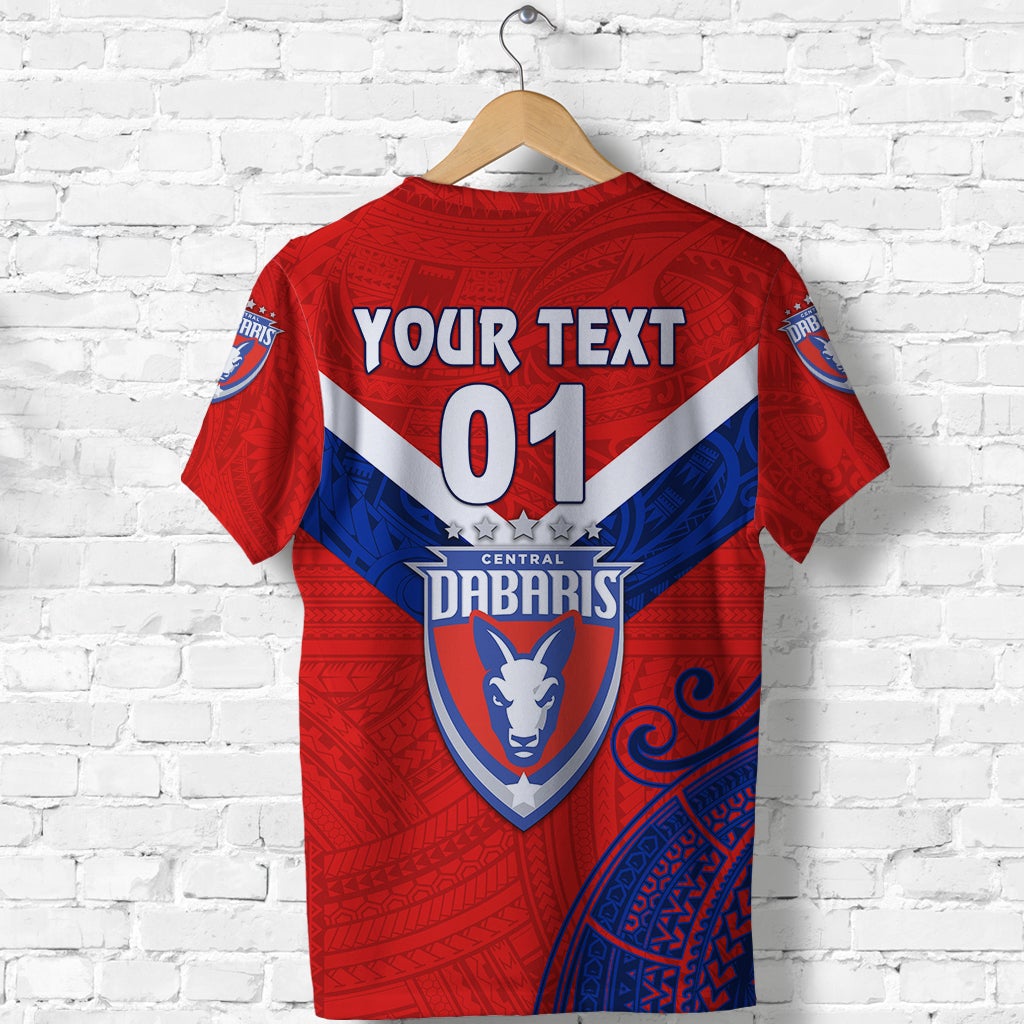 Custom Papua New Guinea Central Dabaries T Shirt Rugby Red, Custom Text And Number LT8 - Wonder Print Shop