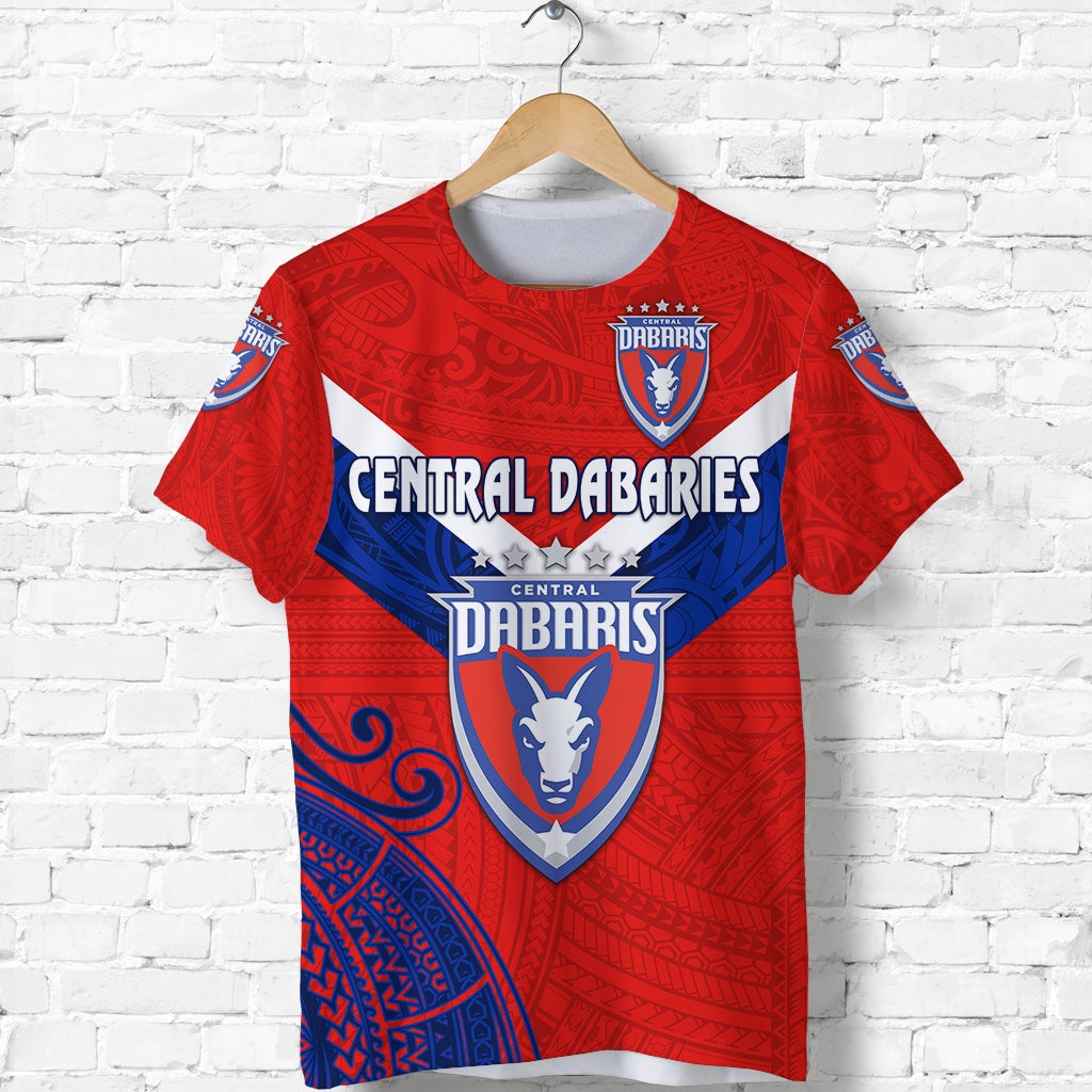 Custom Papua New Guinea Central Dabaries T Shirt Rugby Red, Custom Text And Number LT8 - Wonder Print Shop