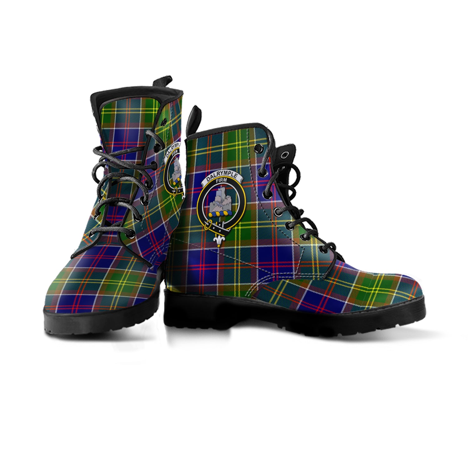 scottish-dalrymple-clan-crest-tartan-leather-boots