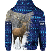 Dear Hunting Christmas Hoodie Navy LT8 - Wonder Print Shop