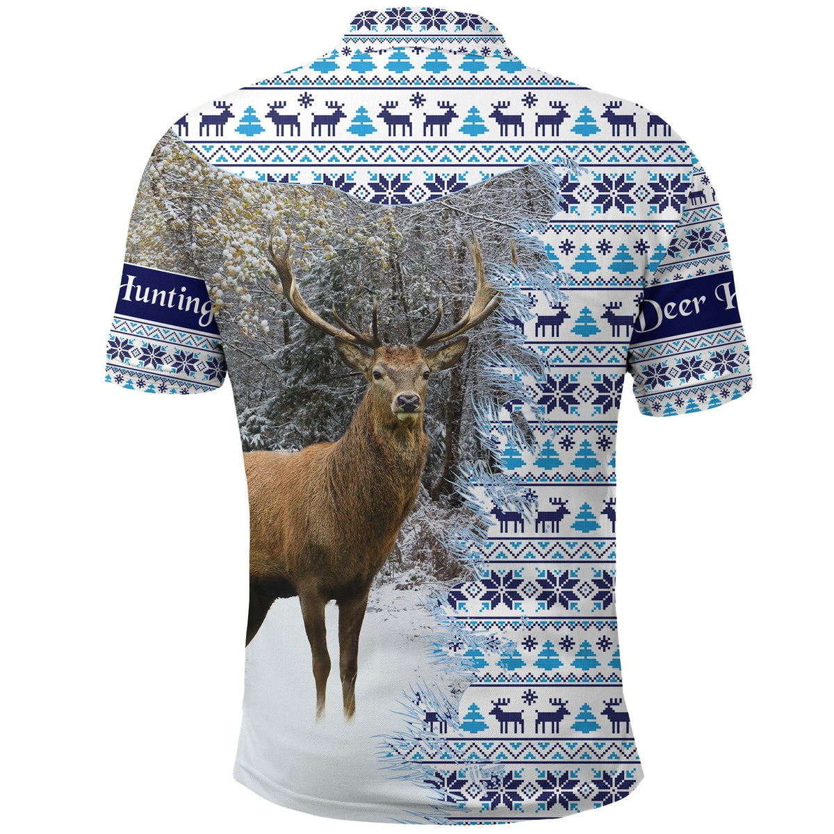 Dear Hunting Christmas Polo Shirt White LT8 - Wonder Print Shop