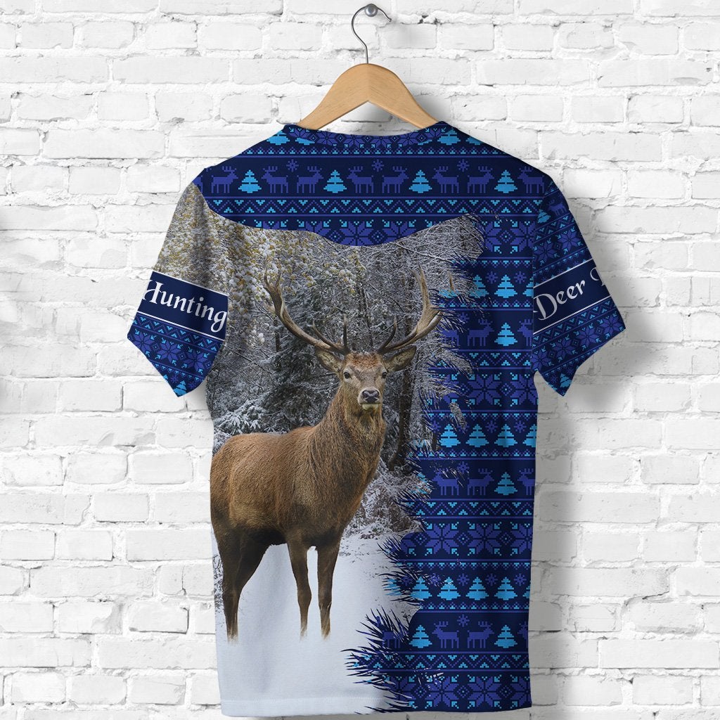 Dear Hunting Christmas T Shirt Navy LT8 - Wonder Print Shop