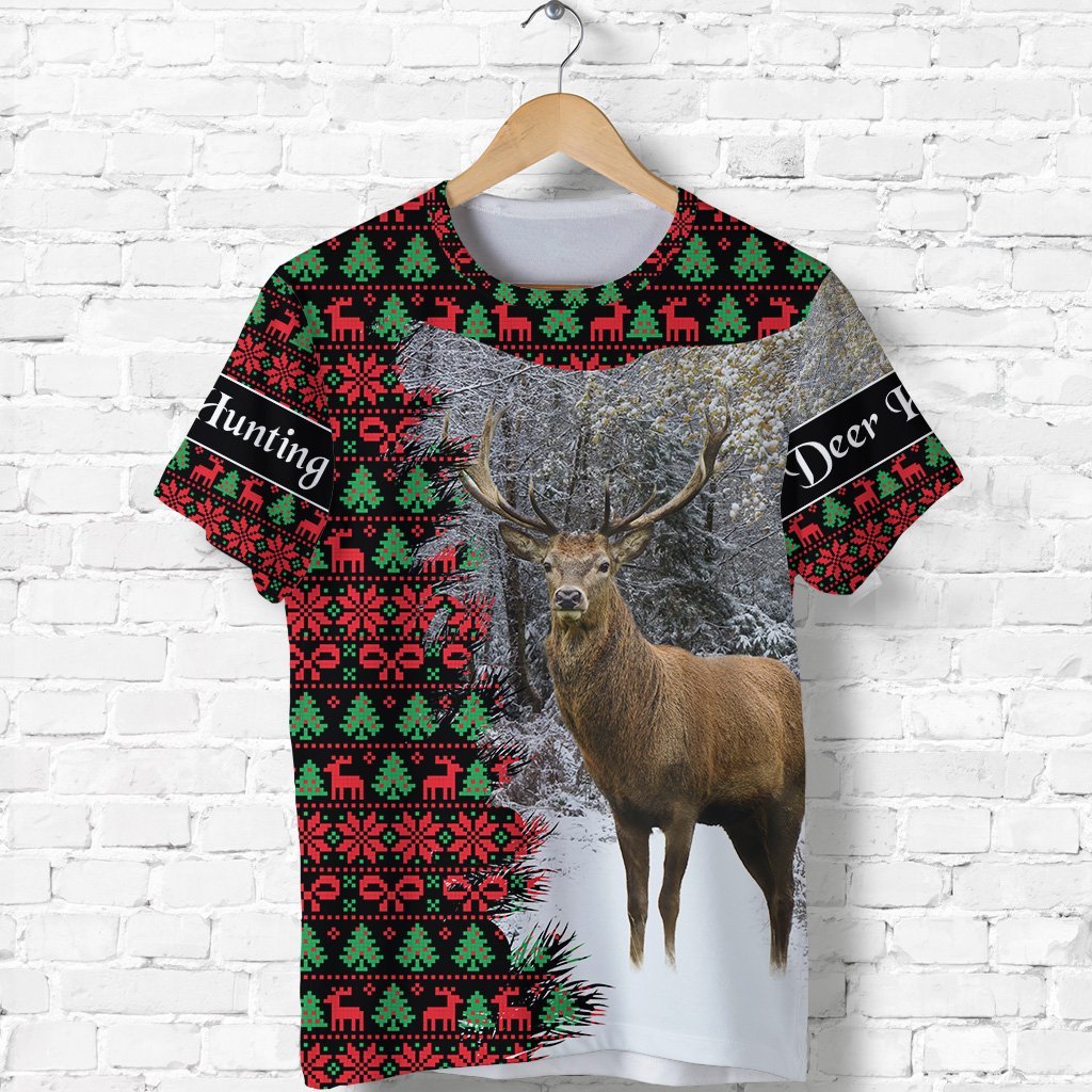 Dear Hunting Christmas T Shirt Black LT8 - Wonder Print Shop