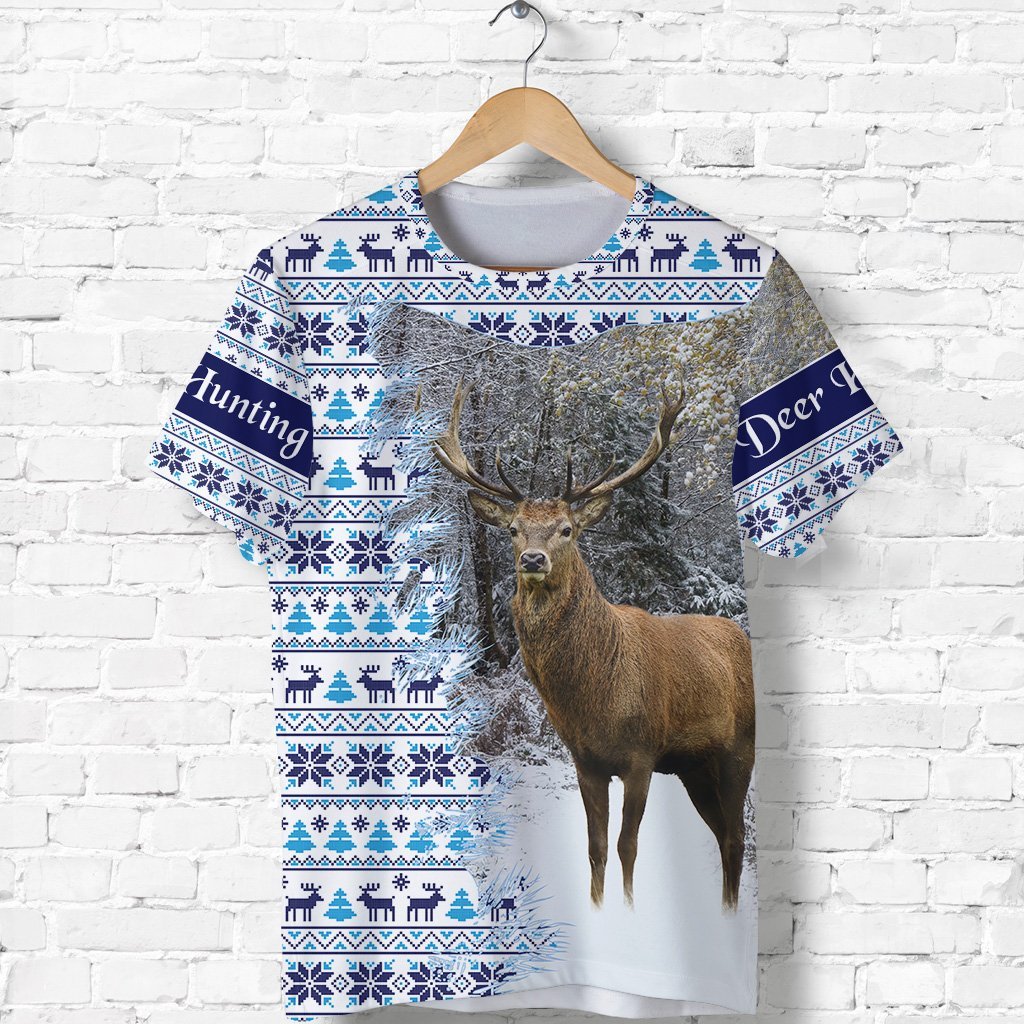 Dear Hunting Christmas T Shirt White LT8 - Wonder Print Shop