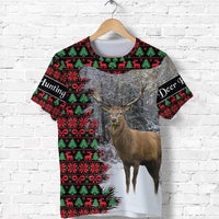Dear Hunting Christmas T Shirt Black LT8 - Wonder Print Shop