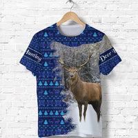Dear Hunting Christmas T Shirt Navy LT8 - Wonder Print Shop
