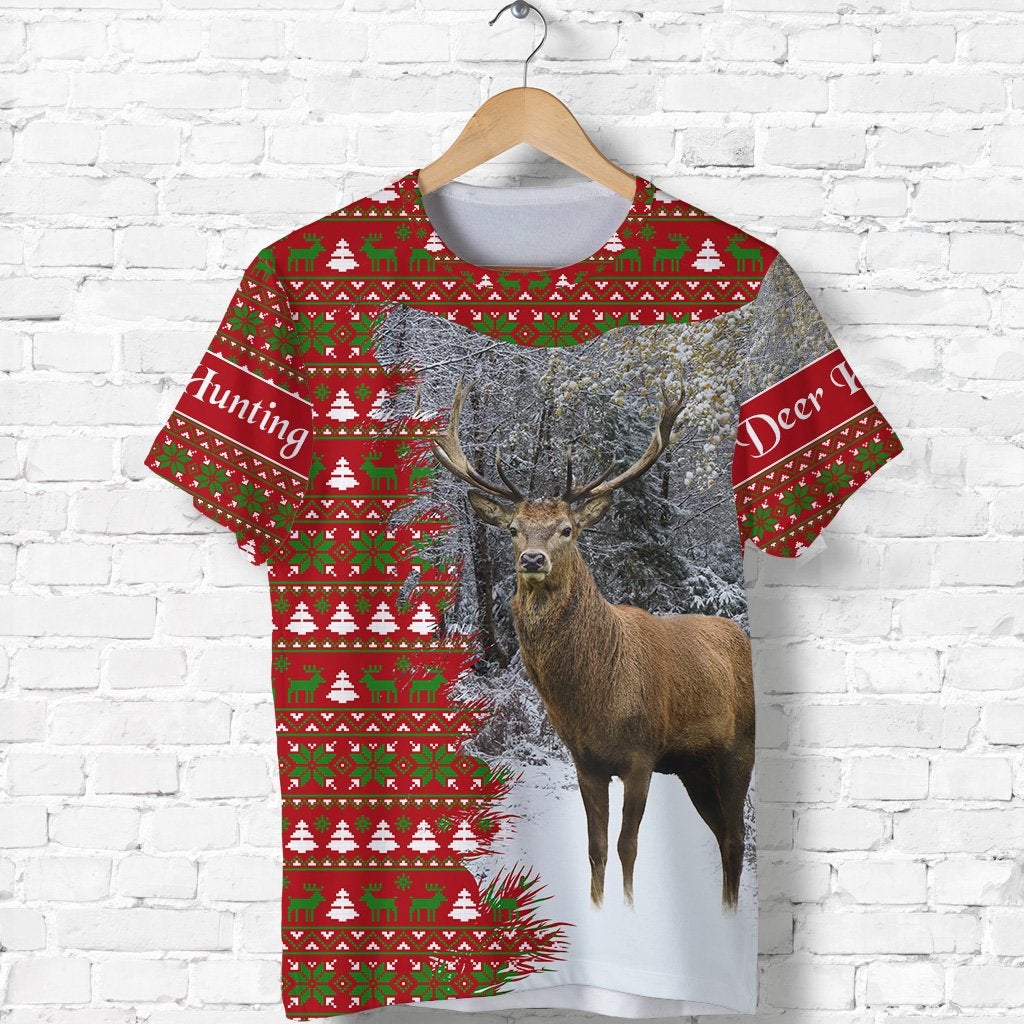 Dear Hunting Christmas T Shirt Red Vibes LT8 - Wonder Print Shop