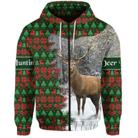 Dear Hunting Christmas Zip Hoodie Green LT8 - Wonder Print Shop