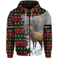 Dear Hunting Christmas Zip Hoodie Black LT8 - Wonder Print Shop