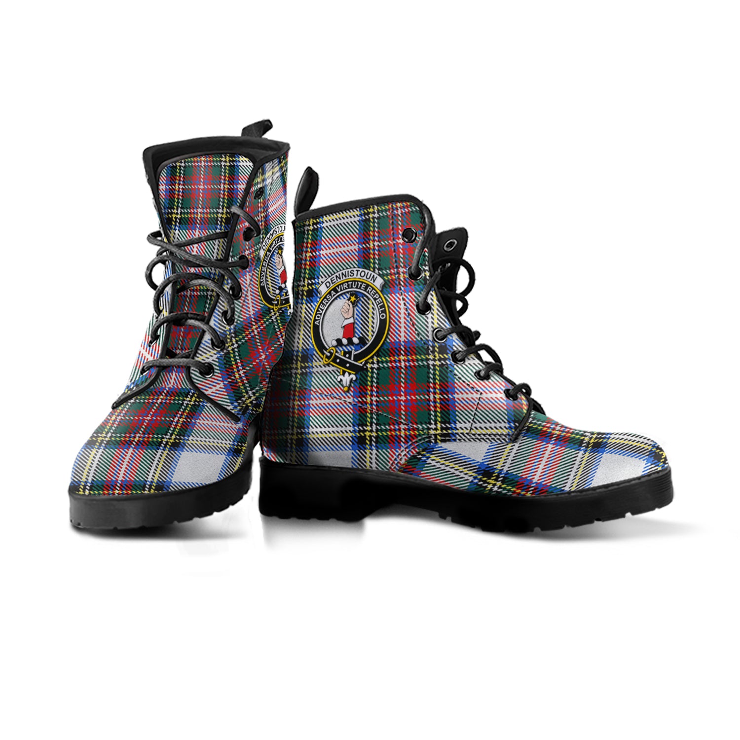 scottish-dennistoun-clan-crest-tartan-leather-boots